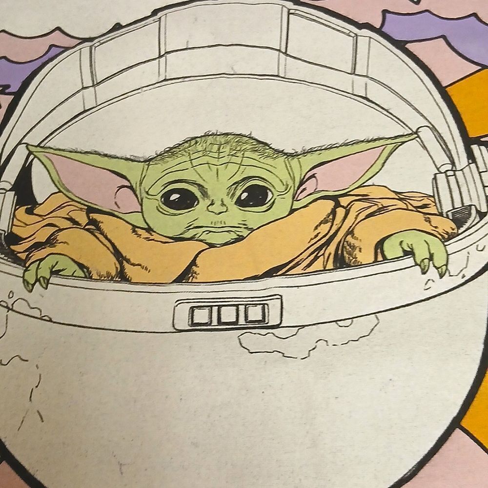 🩷STAR WARS "THE MANDALORIAN", THE CHILD Men's Black Short Sleeved Tshirt - Picture 2 of 5